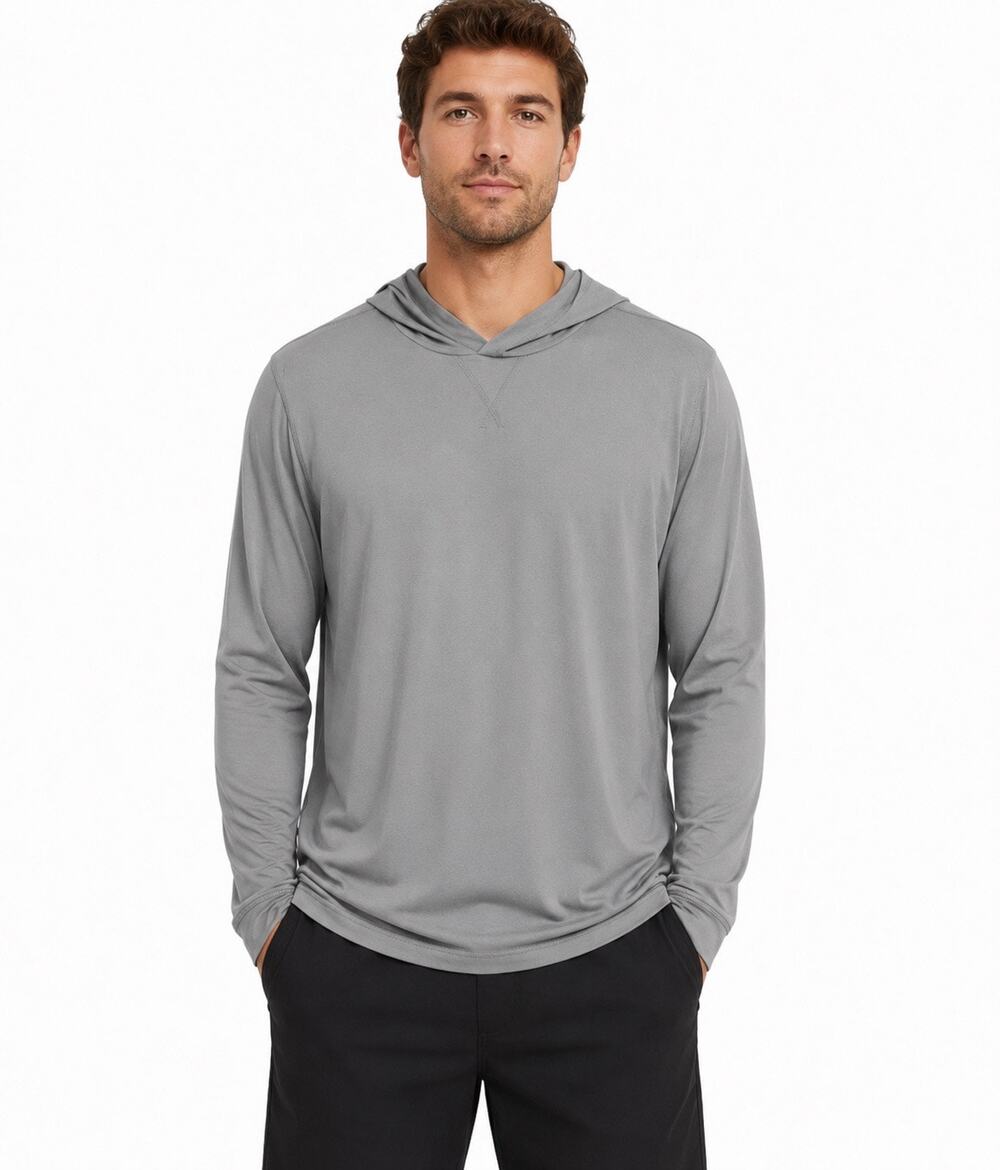 Nordstrom Hooded Long Sleeve Performance Shirt Gray Stretch 2XL Men’s Hoodie Tee